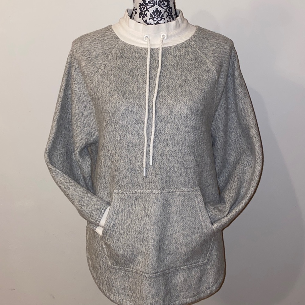 Lou & Grey Soft Knit Pullover in Gray & Cream Size XXS Oversized - Picture 9 of 13